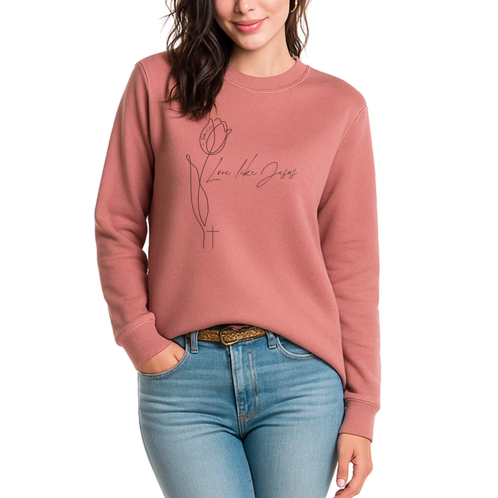 Love Like Jesus, Christian Sweatshirts, Person wearing a christian sweatshirt