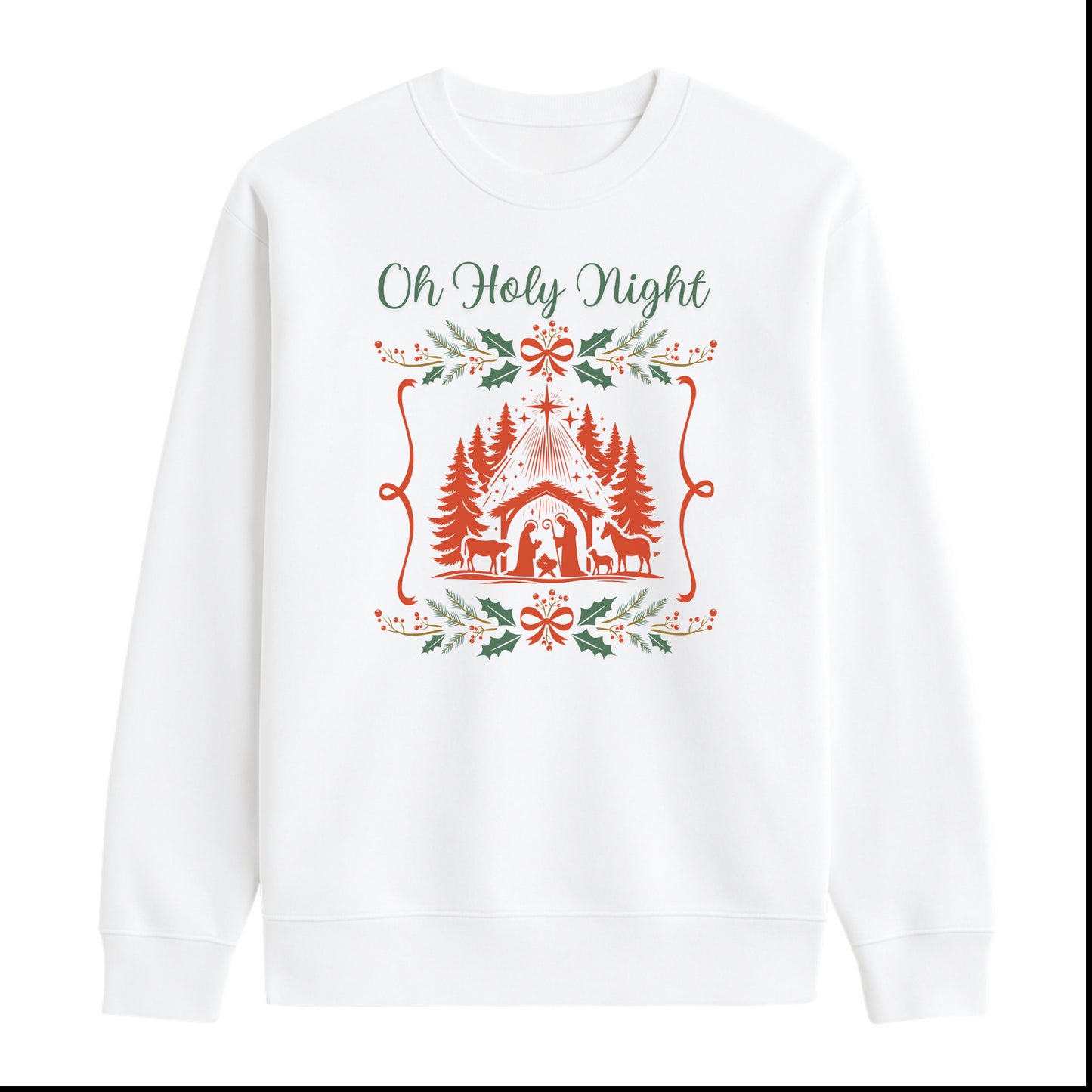 oh holy night, christmas sweater, front view