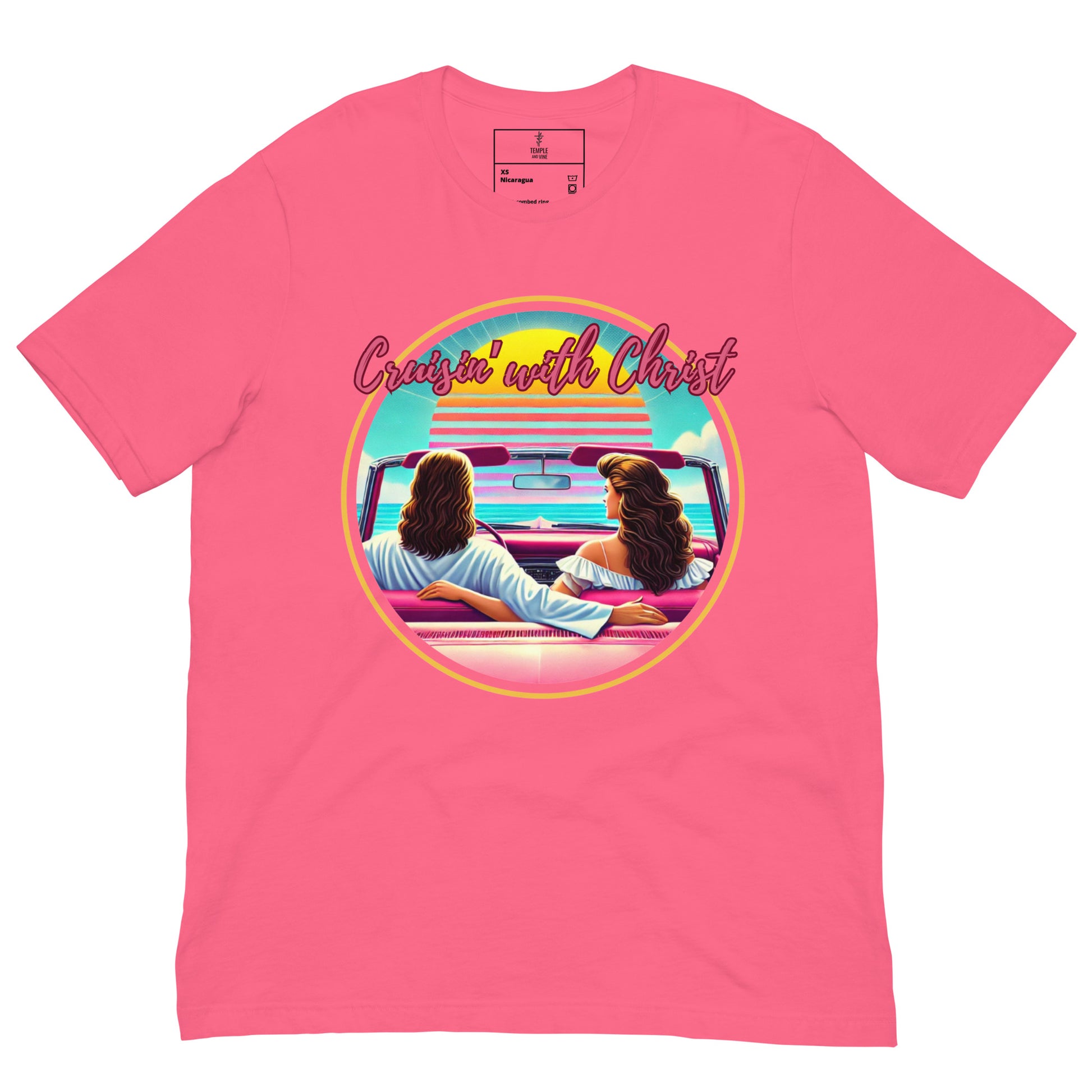 Cruisin' with Christ, Christian T-shirts, front view, pink
