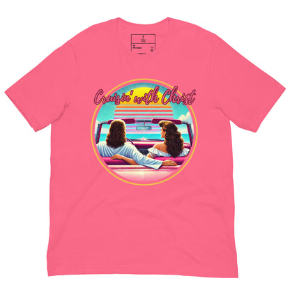 Cruisin' with Christ, Christian T-shirts, front view, pink