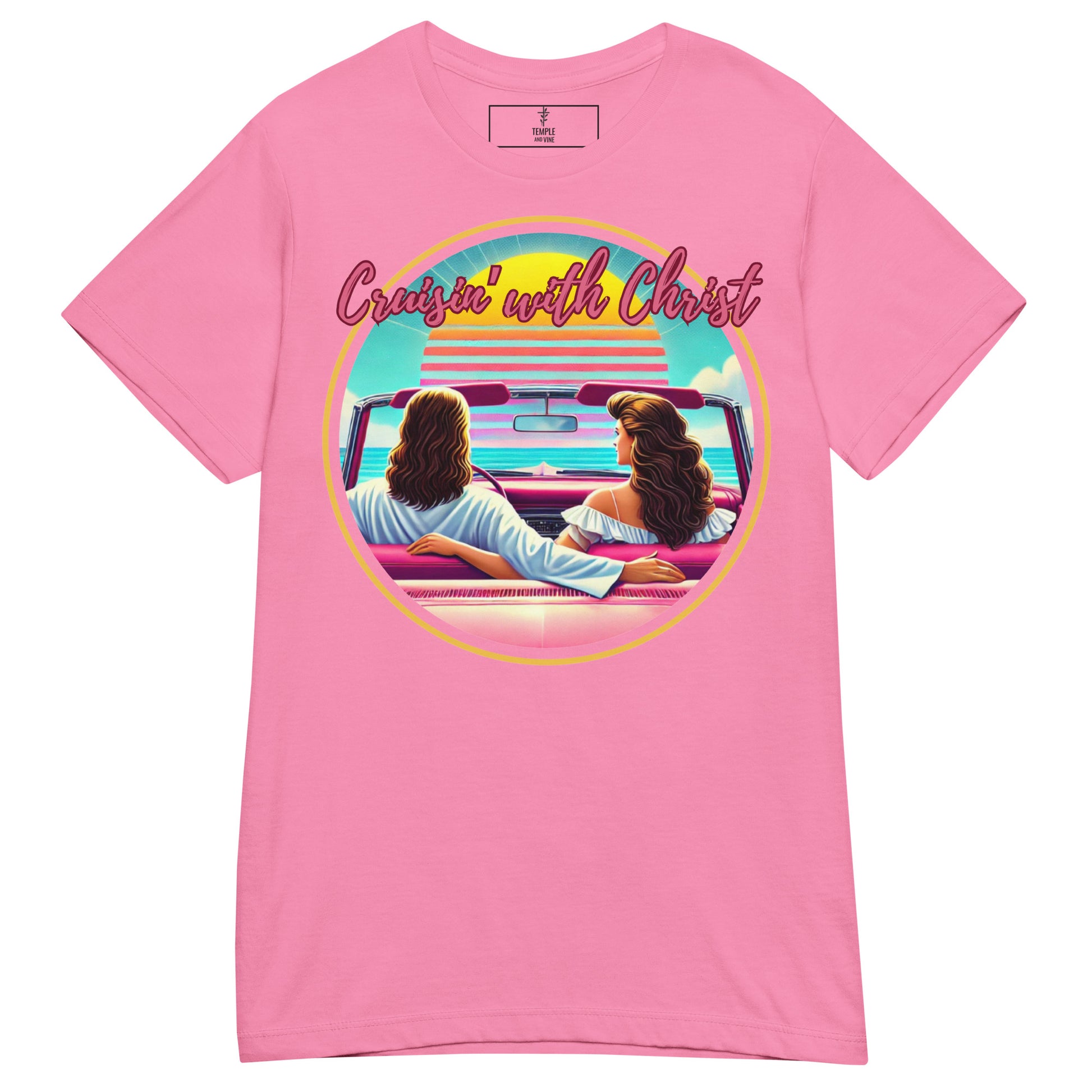 Cruisin' with Christ, oldies t-shirt, Jesus shirt, christian t-shirt, Pink Shirt